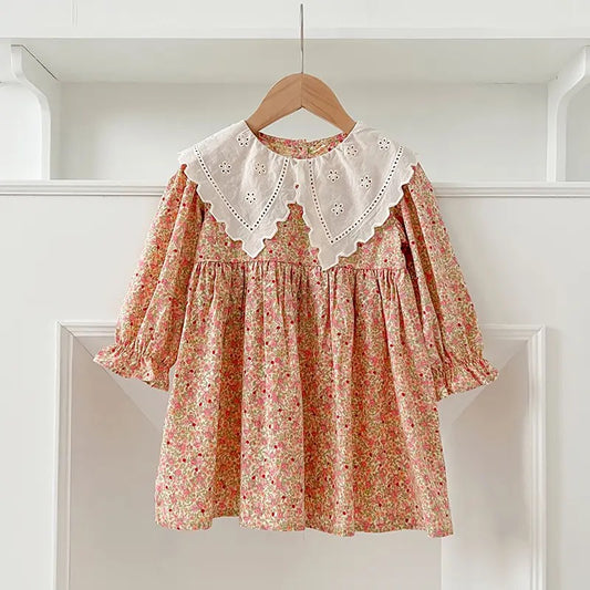 Lace collar autumn burnt dress