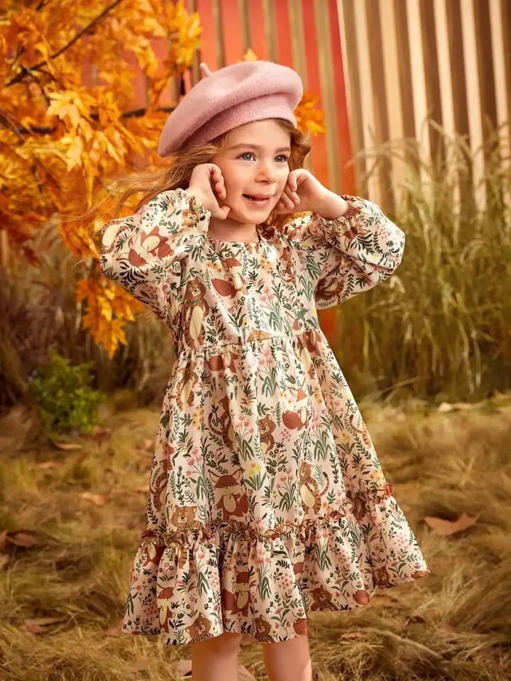 Animal light autumn vine dress