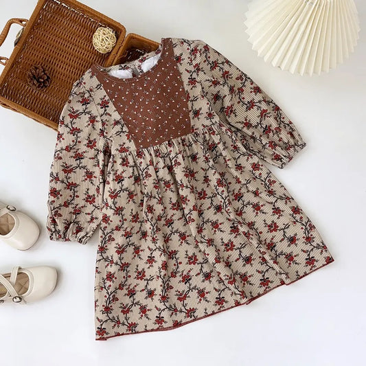 Brown floral season dress