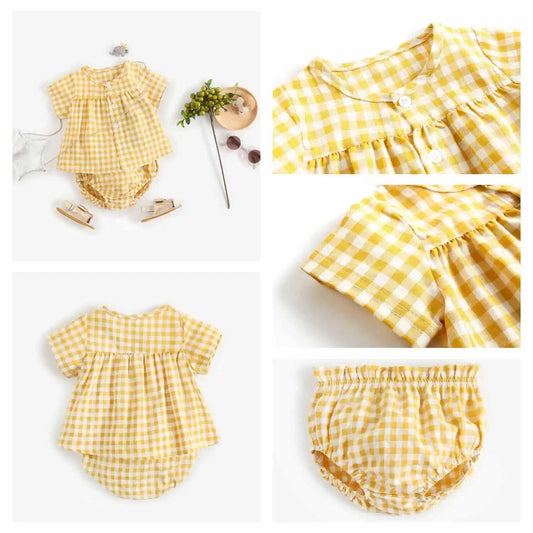 gingham yellow 2pc set