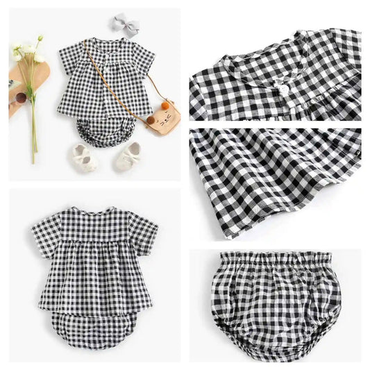 gingham black 2pc set