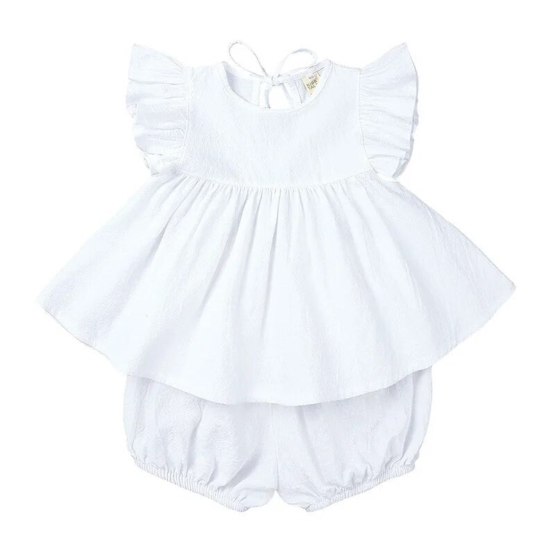 White tie set toddler girls