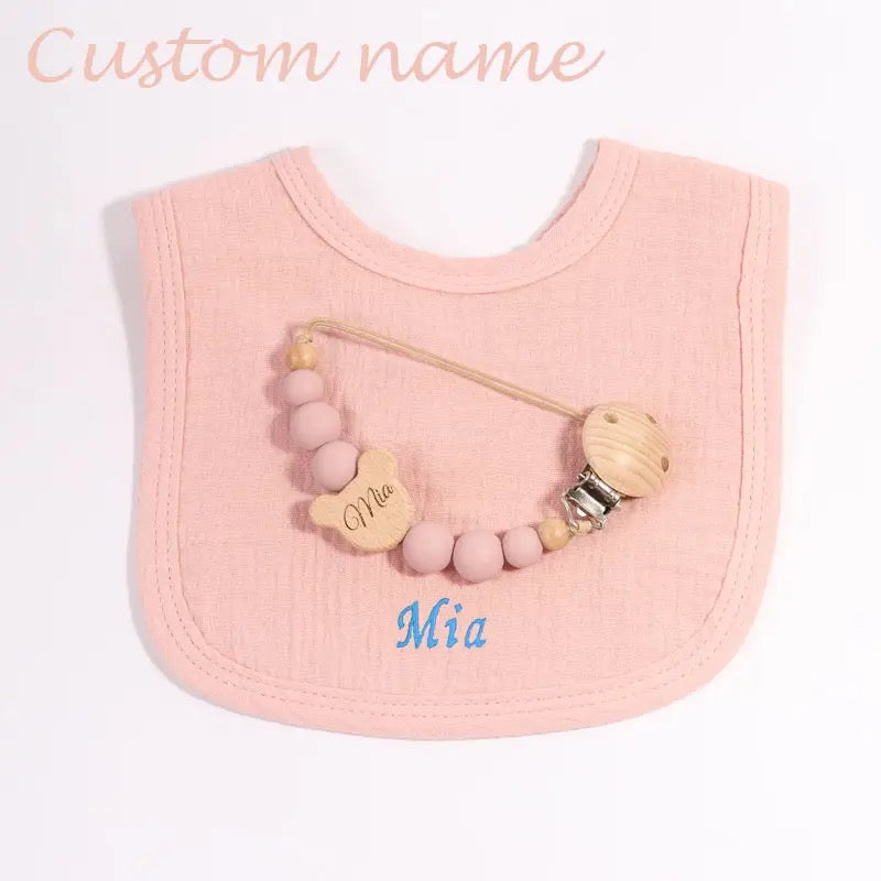 Personlised BIB & dummy clip 5 colours