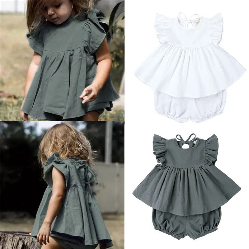 White tie set toddler girls