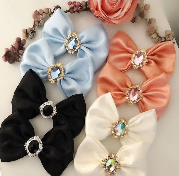 Large gem silk bow