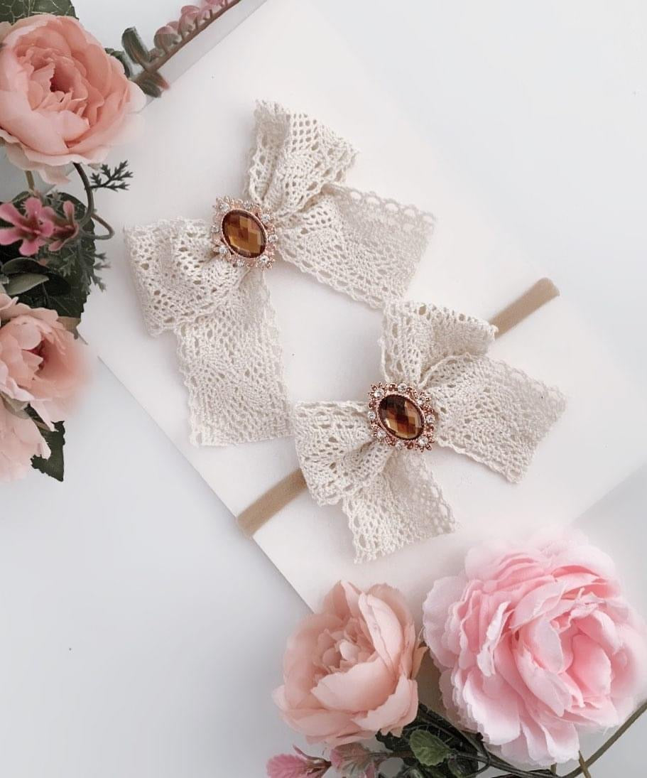 Lace gem bow